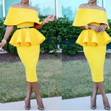 2 Pieces Sets |One Shoulder Peplum |Tops Suits |Pencil Skirts |Women dresses|