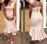 Blush Pink Lace Mermaid Bridesmaid Dress | African Formal Party Dress