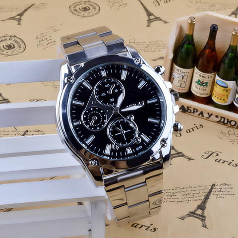 Business Men Stainless Steel Band Machinery Sport Quartz