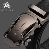 Automatic Buckle Black Genuine Leather Belt