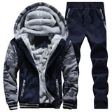 Tracksuit Men Sporting Fleece Thick Hooded Jacket