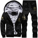 Tracksuit Men Sporting Fleece Thick Hooded Jacket