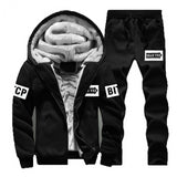 Tracksuit Men Sporting Fleece Thick Hooded Jacket