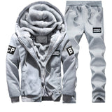 Tracksuit Men Sporting Fleece Thick Hooded Jacket