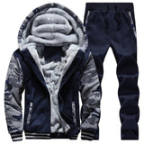 Tracksuit Men Sporting Fleece Thick Hooded Jacket