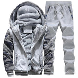 Tracksuit Men Sporting Fleece Thick Hooded Jacket