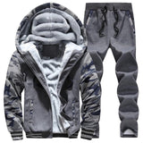 Tracksuit Men Sporting Fleece Thick Hooded Jacket