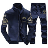 Tracksuits Men Polyester Sweatshirt Sporting Jacket + Pants