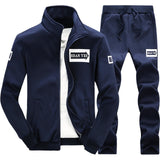Tracksuits Men Polyester Sweatshirt Sporting Jacket + Pants