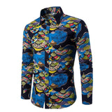 Retro Floral Printed Casual Slim Men's Shirt