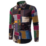 Retro Floral Printed Casual Slim Men's Shirt