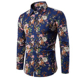 Retro Floral Printed Casual Slim Men's Shirt