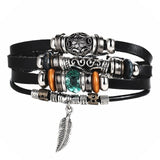 Leaf Leather Men Fashion Bracelet