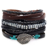 Leaf Leather Men Fashion Bracelet