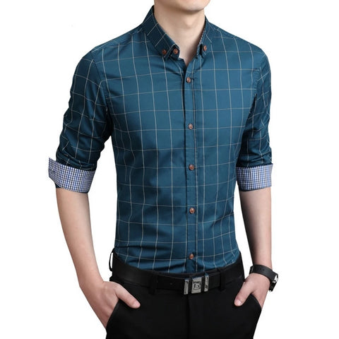 Men Long Sleeve Slim Fit Casual Shirts Men