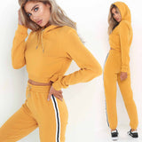 Hoodies Crop Top \Sweatshirt+Side Stripe Pants |2 Pieces Sets |Clothing Suits |Women hoodies|