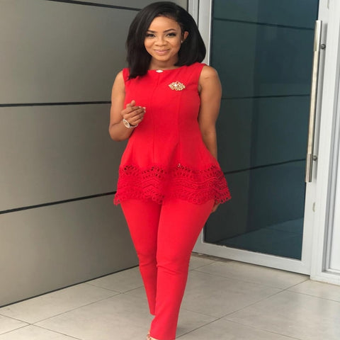 Women Lace Dress| Sleeveless Dress| Women Clothes| Long Pants| Patchwork Tops| 2 Piece Set|