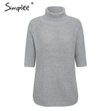 Women Turtleneck Knitted Pullover Sweater